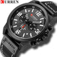 Fashion Classic Black White Chronograph Watch Men CURREN Men's Watches Casual Quartz Wristwatch Male Clock Reloj Hombre