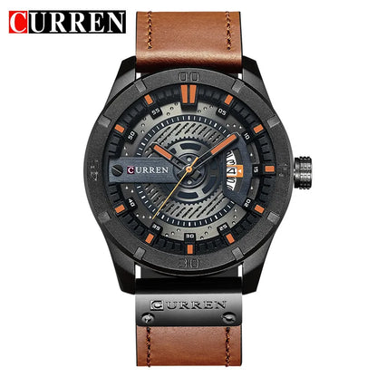 CURREN Top Brand Luxury Fashiong Casual Business Wristwatch Leather Strap Male Clock Military Quartz Men Watches Reloj Hombre