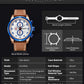 MEGIR Chronograph Sport Watch for Men Leather Strap Quartz Military Wristwatch Waterproof Calendar Clock Relogio Masculino 2082