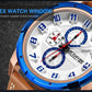 MEGIR Chronograph Sport Watch for Men Leather Strap Quartz Military Wristwatch Waterproof Calendar Clock Relogio Masculino 2082