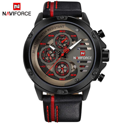 NAVIFORCE Mens Watches Top Brand Luxury Waterproof 24 Hour Date Quartz Watch Man Leather Sport Wrist Watch Men Waterproof Clock