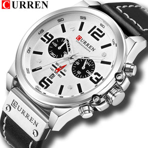 Fashion Classic Black White Chronograph Watch Men CURREN Men's Watches Casual Quartz Wristwatch Male Clock Reloj Hombre