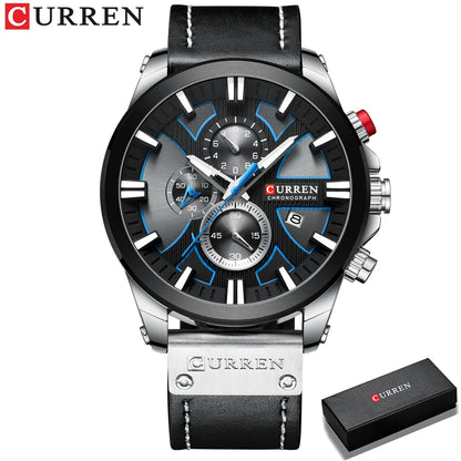 CURREN Watch Chronograph Sport Mens Watches Quartz Clock Leather Male Wristwatch with box Fashion Gift for Men