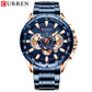 CURREN Luxury Casual Mens Watches Quartz Sports Chronograph Wristwatch Male Stainless Steel Luminous hands Clock