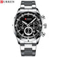 CURREN Top Brand Military Quartz Watches Silver Blue Mens Stainless Steel Chronograph Wristwatch for Male Casual Sporty Clocks