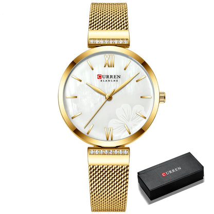 Golden Wristwatch Mesh Ladies Watches Luxury Brand CURREN Elegant Simple Quartz Watch Women's Bracelet Clock Female Reloj mujer
