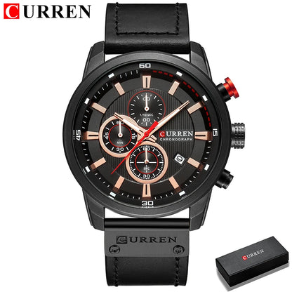 CURREN Luxury Brand Men Military Sport Watches Men's Quartz Clock Leather Strap Waterproof Date Wristwatch Reloj Hombre