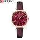 CURREN Fashion Women's Watches Leather Strap Quartz Wristwatch Classic Simple Thin Watch