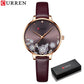 CURREN Watches Women Brand Leather Quartz Wristwatches Luxury Design Clock for Ladies Charm Flowers Dial Montre Femme