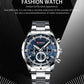CURREN Top Brand Military Quartz Watches Silver Blue Mens Stainless Steel Chronograph Wristwatch for Male Casual Sporty Clocks