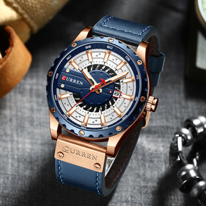 CURREN Watches Top Brand Fashion Leather Wristwatch Casual Quartz Men's Watch New Chic Luminous hands Clock
