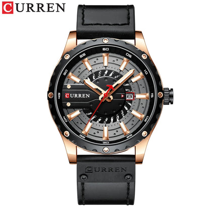 CURREN Watches Top Brand Fashion Leather Wristwatch Casual Quartz Men's Watch New Chic Luminous hands Clock