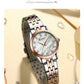 CURREN Ladies Watch with Two-Tone Stainless Steel Bracelet 28mm Dial with Rhinestones Markers Shimmering Shell Dial Elegant Idea