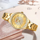 CURREN Luxury Rhinestones Rose Dial Fashion Watches with Stainless Steel Band New Quartz Wristwatches for Women