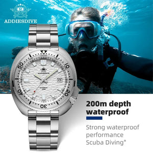 ADDIESDIVE Business Automatic Mechanical Man Watch Silver Premium Luxury 200M Dive Waterproof NH35A Stainless Steel Mens Watches