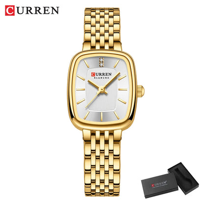 CURREN Fashion Dress Watches for Ladies Simple Quartz Stainless Steel Bracelet Wristwatch