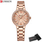 CURREN Quartz Wristwatches for Wommen Luxury Rhinestones Rose Dial Fashion Watches with Stainless Steel Band New