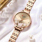 CURREN Fashion Quartz Wristwatches for Women Simple Stainless Steel Watch Bracelet with Flower Design Dial
