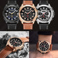 MEGIR Watches for Men Fashion Military Sport Watch Waterproof Date Quartz Casual Wristwatch with Chronograph Leather Strap 2128