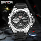 SANDA 6008 Wristwatches Waterproof Swimming Military Watch Men Sports Watches Dual Display Analog Digital LED Electronic Quartz