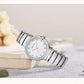 MEGIR Stainless Steel Strap Watches for Women Fashion Casual Quartz Wristwatch Diamond Dial Ladies Dress Clock Reloj Hombre 7010