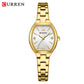 CURREN Vintage Style Tonneau Case Elegant Petite Quartz Watch for Women Luminous Hands with Stainless Steel Bracelet Lightweight