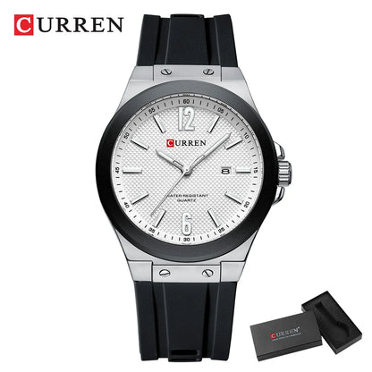 CURREN Fashion Minimalist Men's Watch with Date Display Casual Silicone Strap Quartz Wristwatches Luminous