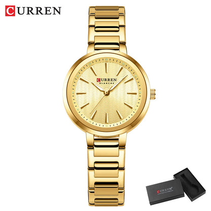 CURREN Luxury Slim Watch for Women Elegant Minimalist Dial Quartz Wristwatches Ladies with Luminous Hands Waterproof 9109