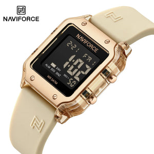 NAVIFORCE Watch for Women Multifunction Digital Luxury Watches Auto Time Date Week Display Silicone Strap Waterproof Girl clock