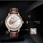 MEGIR Automatic Men's Watch Mechanical Movement Leather Strap Luxury Business Watches 5ATM Waterproof Big Dial Wristwatch 62057