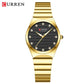 CURREN Luxury Classic Quartz Watch for Women Round Dial with Rhinestones Stainless Steel Bracelet Elegant Dress Wristwatch