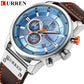 CURREN 8291 Mens Quartz Chronograph Watch Casual Leather Military Sport Fashion Gentleman Wristwatch