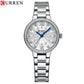 CURREN Quartz Wristwatches for Wommen Luxury Rhinestones Rose Dial Fashion Watches with Stainless Steel Band New