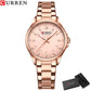 CURREN Fashion Brand Watches for Women Simple Casual Stainless Steel Bracelet Quartz Pointers Wristwatches Luminous Hands Clock