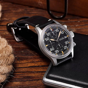 Baltany 39mm Military Chronograph Watch Man S5045 Sapphire Crystal 10ATM Stainless Steel VK67 Calendar Retro Quartz Wristwatches