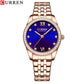 CURREN Classy Dress Watches for Women Stainless Steel Band Clock Female Rhinestone Dial Slim Wristwatches Ladies