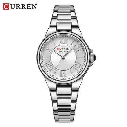 CURREN-Quartz Wristwatches for Women, Simple and Elegant Dial with Roman Numbers Design, Luminous Hands Clock