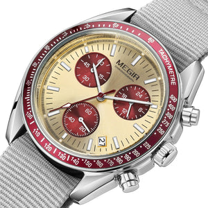 MEGIR Men's Watch Fashion Canvas Sports Wristwatch Waterproof Quartz Military Chronograph Date 24-hour Display Reloj Hombre 2247