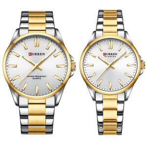 CURREN Fashion Brand Couple Watches for Lovers Simple Classic Quartz Stainless Steel Bracelet Wristwatches with Luminous Hands