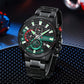 CURREN New Blue Multi Function Quartz Watches Sport Stainless Steel Band Wristwatches for Men with Luminous Hands