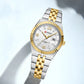 CURREN Women's Watch New Two- Tone Bracelet Quartz Wristwatch with Luminous Hands Luxury Shiny Dial with Stainless Steel Band