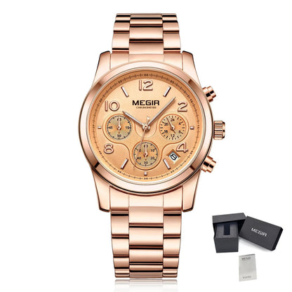 MEGIR Fashion Quartz Watches for Women Relogio Feminino Sport Wristwatch Lady Business Watch Clock Chronograph 24-hour 2057