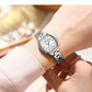 CURREN Vintage Style Tonneau Case Elegant Petite Quartz Watch for Women Luminous Hands with Stainless Steel Bracelet Lightweight