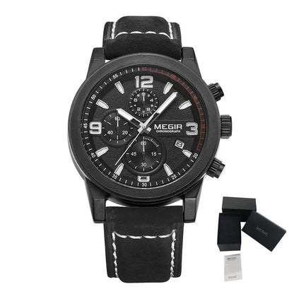 MEGIR Fashion Leather Watches for Men Quartz Wristwatch Waterproof Luminous Man Business Casual Chronograph Clock Date 2026