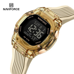 NAVIFORCE Women Watch Luxury Polygon Dial Elegant Comfortable 50M Waterproof Silicone Band Fashion Women Gift Electronic Watches