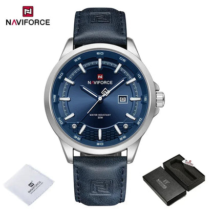 NAVIFORCE Quartz Dress Watch For Men Simple Original Leather Man Watches Waterproof Luminous Business Hand Calendar Clock Gift