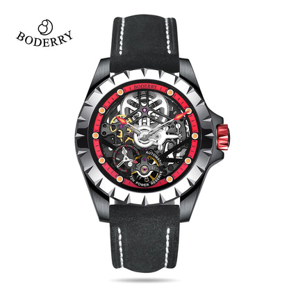 Boderry Windmill Men's Skeleton Stylish Watches Automatic Mechanical Fashion Sports Watch for Men Waterproof Wristwatches