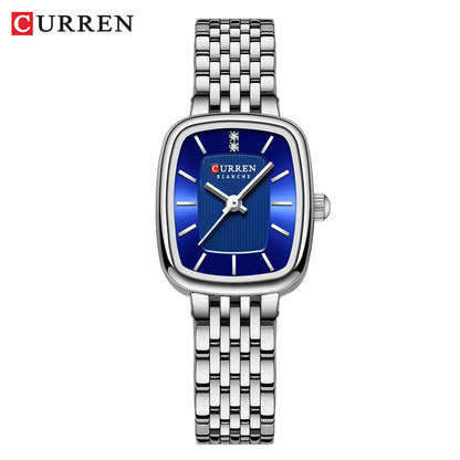 CURREN Fashion Rectangular Ladies Watches New Quartz Waterproof Stainless Steel Strap Wristwatch for Women