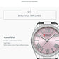 CURREN NEW Luxury Stainless Steel Wristwatches for Ladies Romantic Rose Pink with Rhinestones Roman Numeral Dial