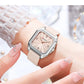 CURREN Elegant Simple Watch for Women Luxury Dress Square Dial Silicone Strap with Luminous Hands New Quartz Wristwatch